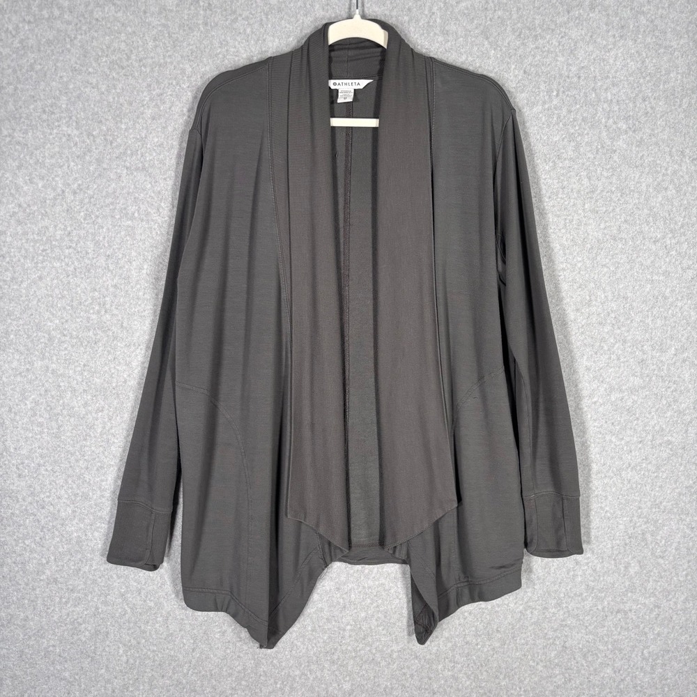 Athleta Pranayama Restore Wrap Cardigan XS Gray Pockets Yoga Soft Lounge Comfy**